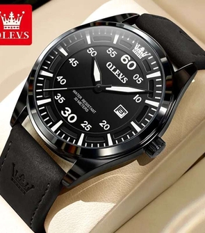 OLEVS 9962 Watch For Men Luxury Brand Military Leather Big Digital Dial Waterproof Frosted Leather Wristwatch Relogio Masculino