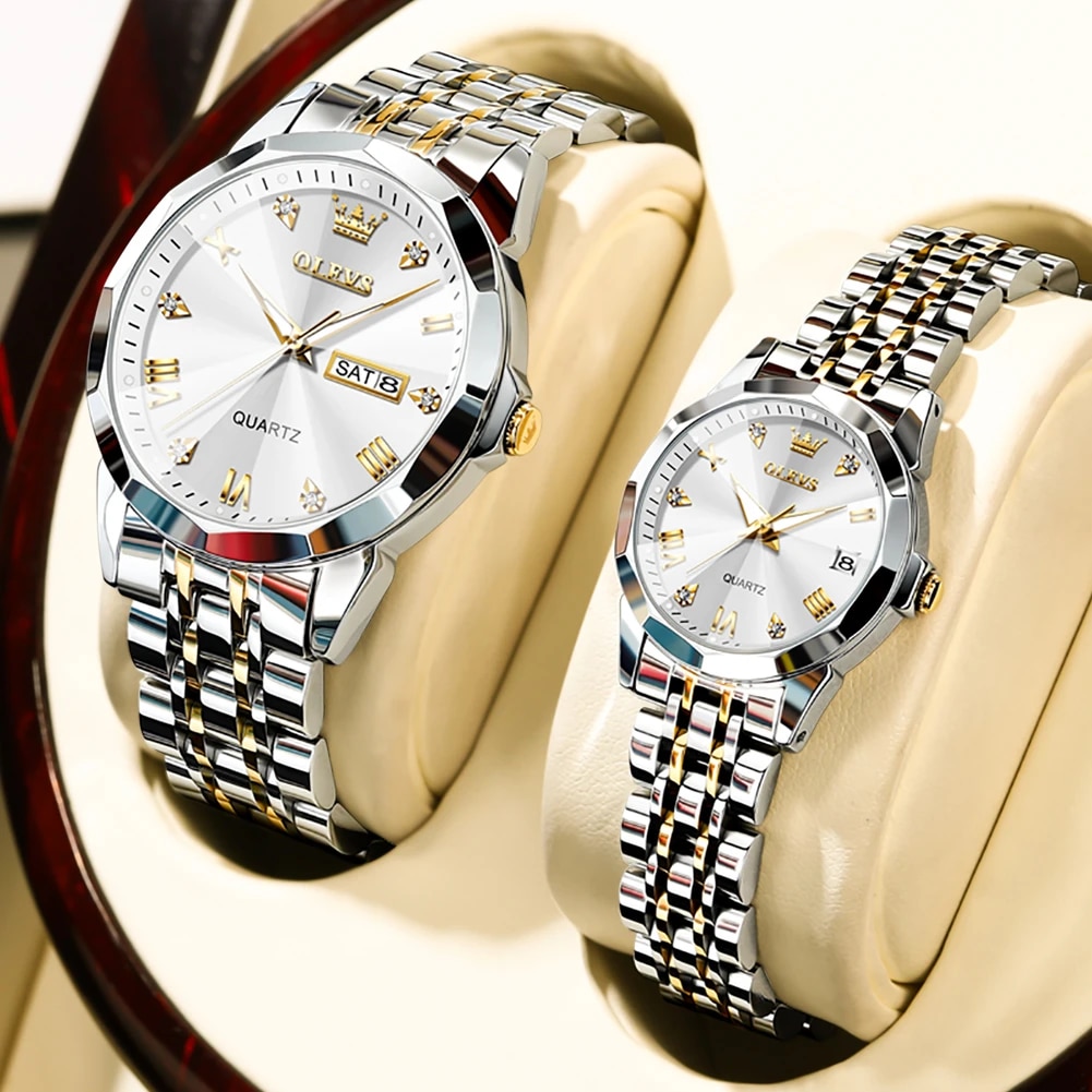 OLEVS 9931 Couple Silver Gold White