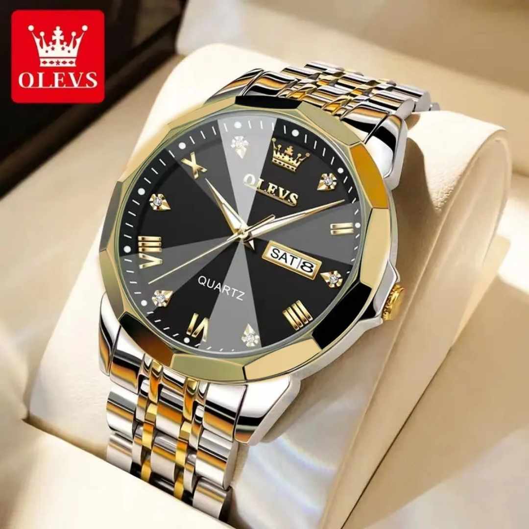 OLEVS 9931 Mens Silver Gold Black